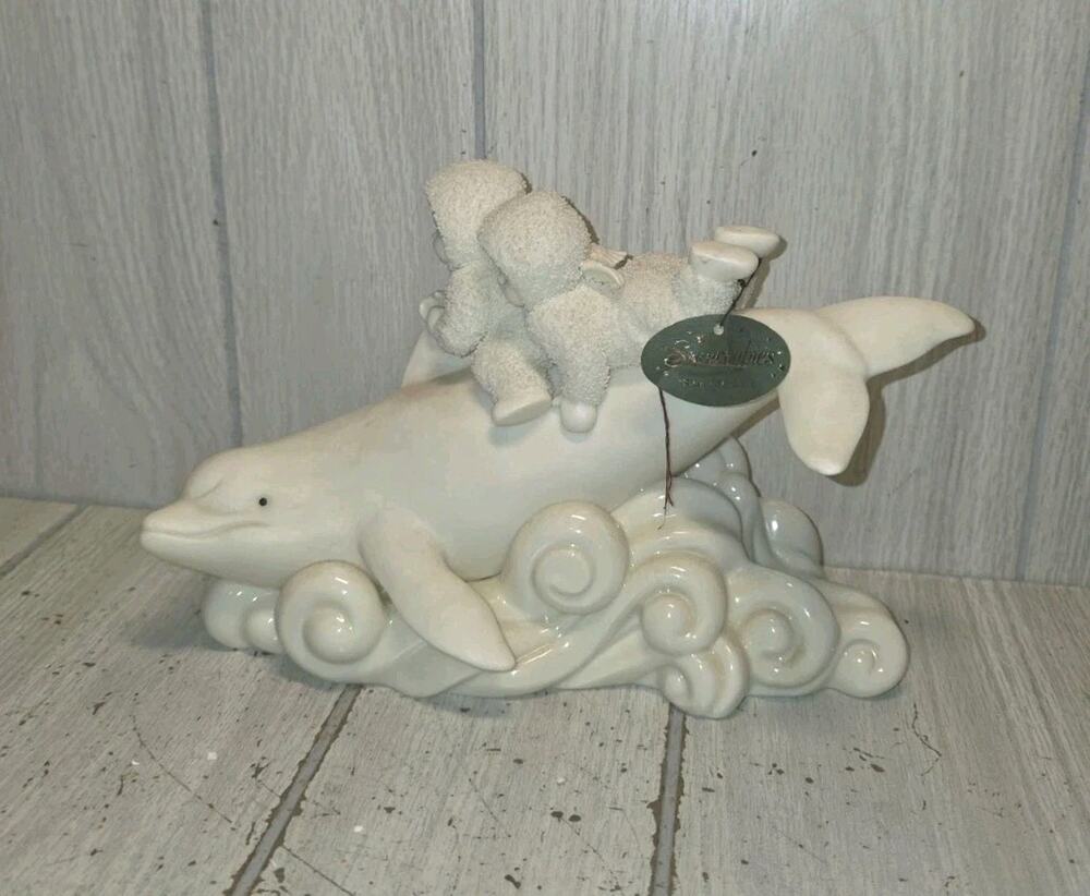 Dept 56 SnowBabies "Ride The Wave" Dolphin Retired Vintage 2000 Ocean Nautical